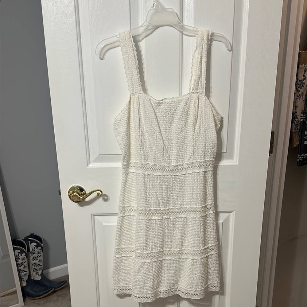 White Textured Sleeveless Dress